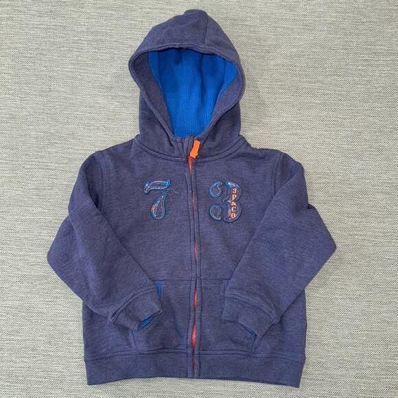 3pommes toddler boy zip up fleece lined hoodie size 3 - Picture 1 of 5